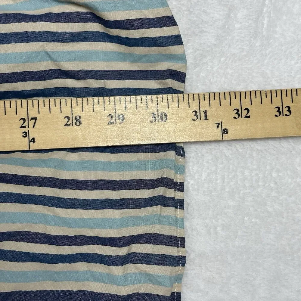 J Crew Secret Wash Shirt Mens Large Classic Blue Stripe Organic Cotton Stretch